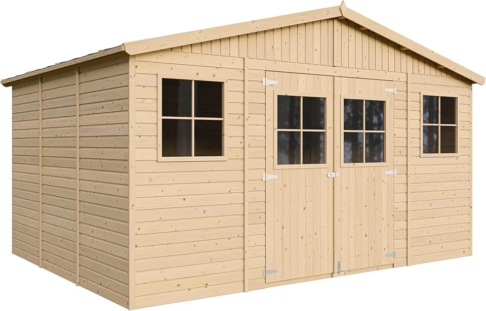 karaca-alisveris - Abri de jardin bois, 12m², fenêtres, H246x418x320cm, M331