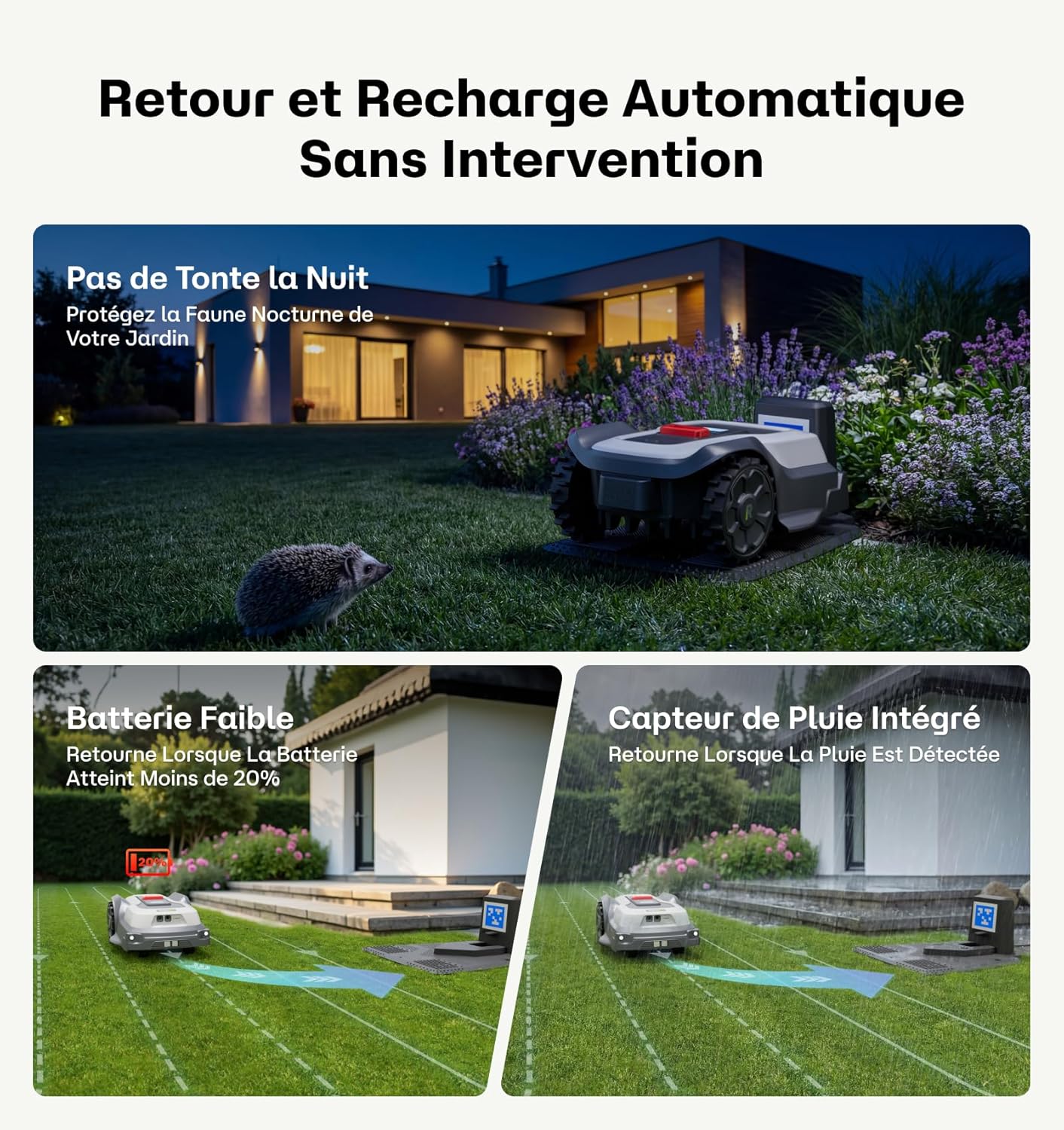 Robot Tondeuse - sans fil, gestion multizone, évitement obstacle - 800㎡ - T600