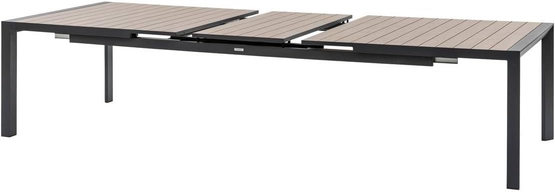 karaca-alisveris - Evasion - grande table extensible 14 places - aluminium effet bois, rallonge, extérieur