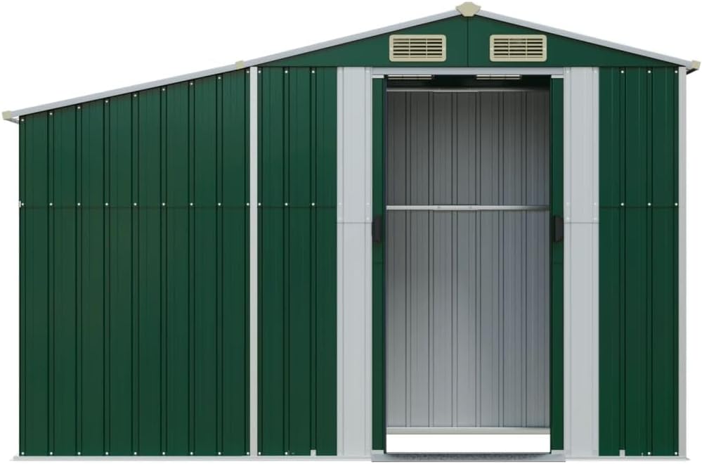 Abri de Jardin en Acier galvanisé, Salles de Stockage de Jardin Extérieures avec Bouches D'aération et Poignées Pratiques pour Ranger Les Outils, Les Ustensile de (277 x 93 x 179 cm)