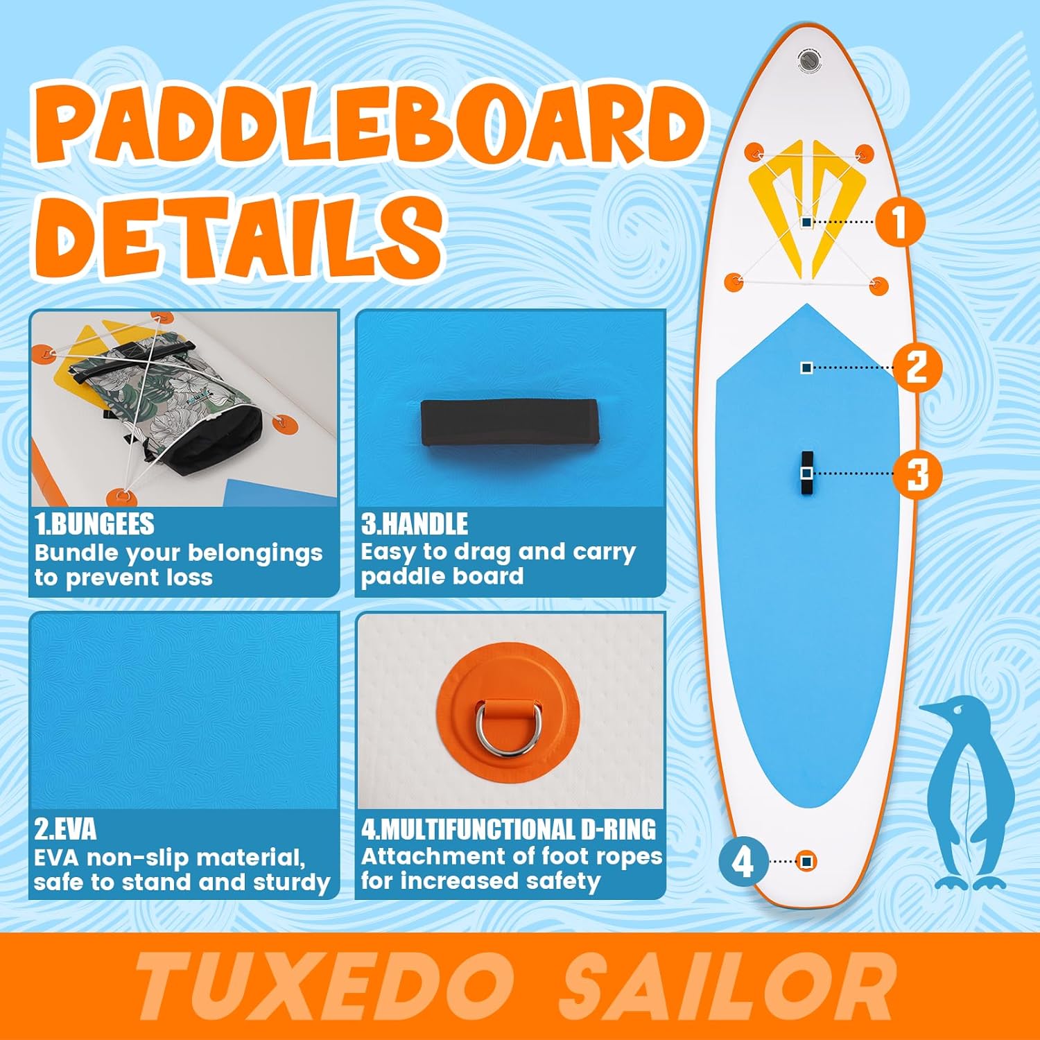 karaca-alisveris - Paddle Gonflable Adulte - Stand Up - accessoires complets, stabilité, design premium