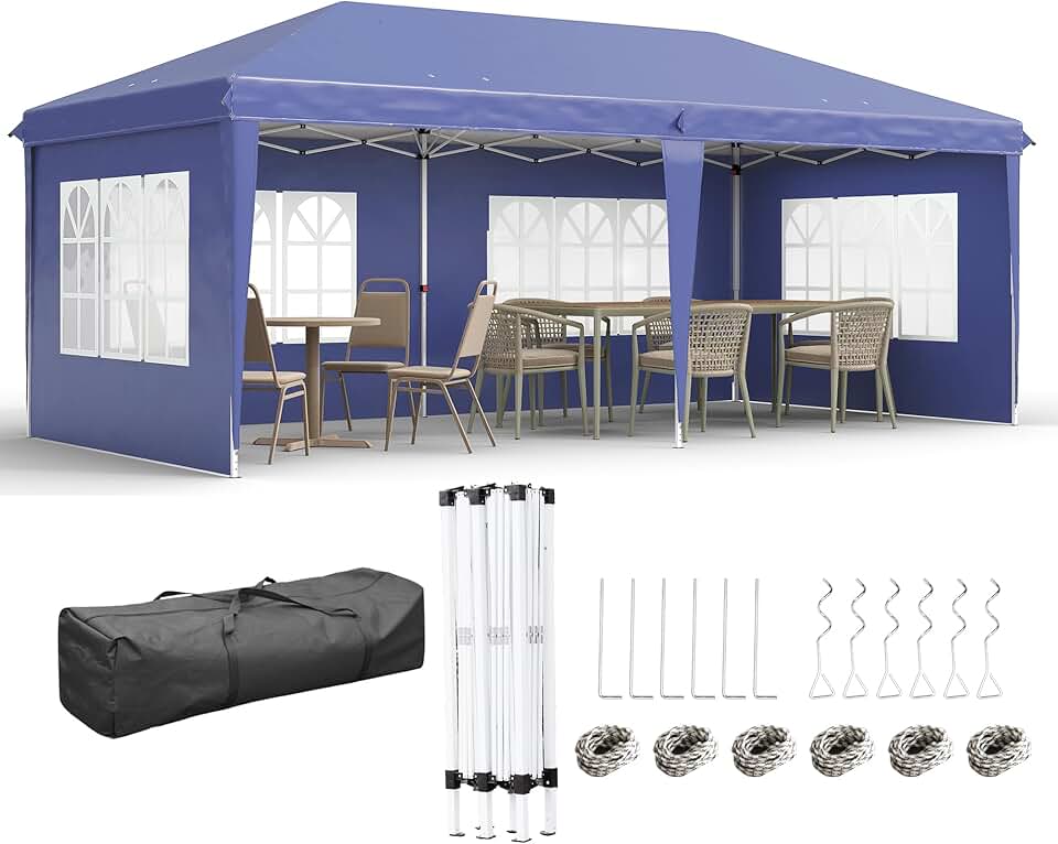 karaca-alisveris – Tonnelle pop-up jardin 3x6 m, 3 côtés, sac transport