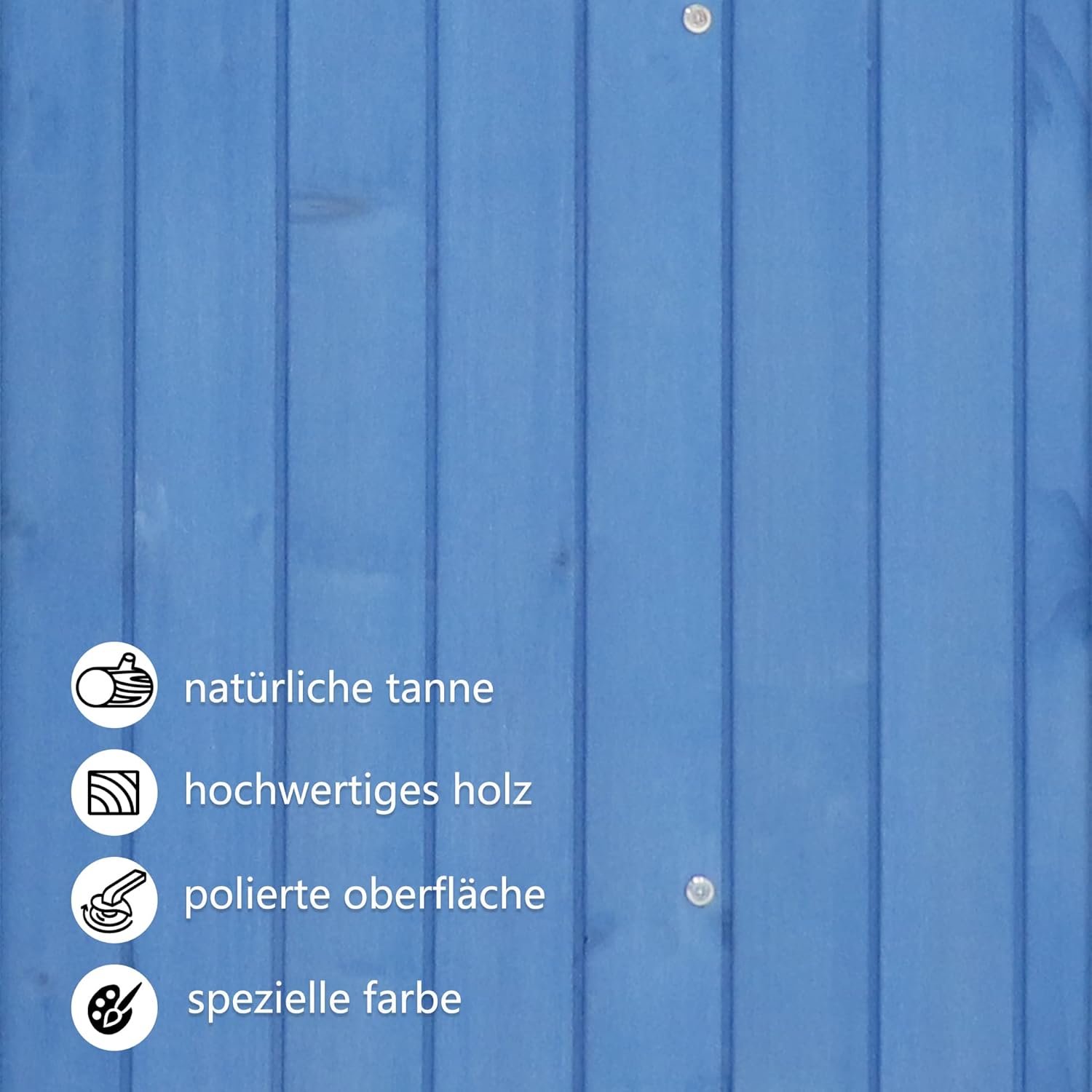 Abri de jardin bois - cabane selle PVC - 124x46x174cm - fondation, 2 étagères, armoire outils - bleu
