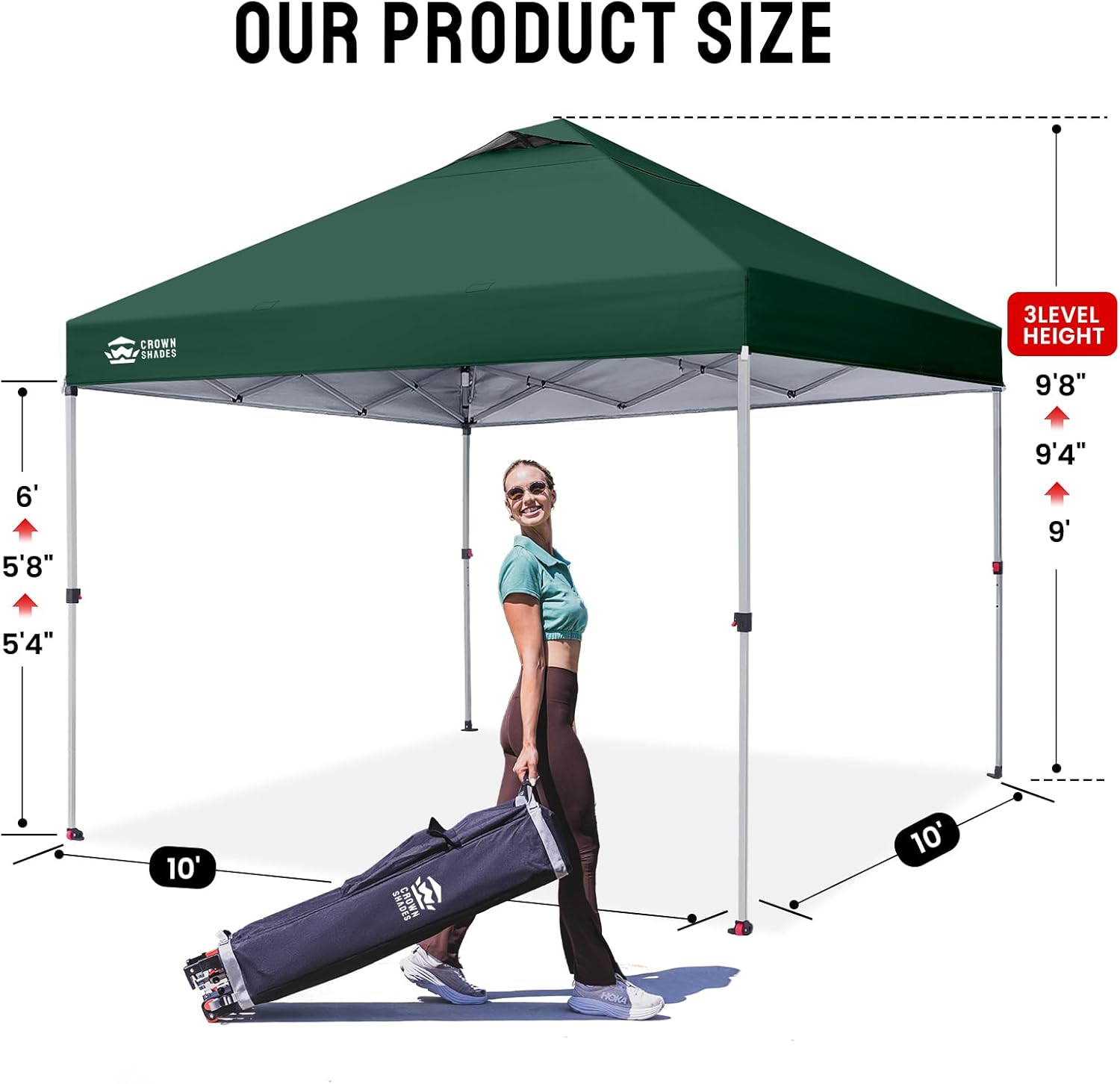 karaca-alisveris - tonnelle pliante - 3x3m - imperméable, UPF 50+, vert, sac