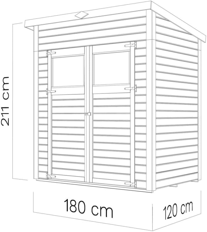 Abri de jardin en bois - 2,2 m², toit monopente