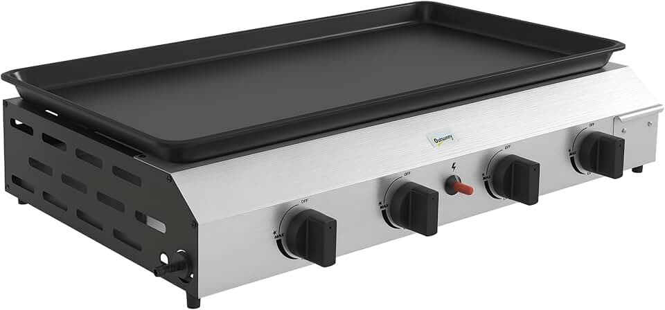 karaca-alisveris - plancha 4 brûleurs - 73x34 cm - acier inox émaillé, 9,6kW, grande surface