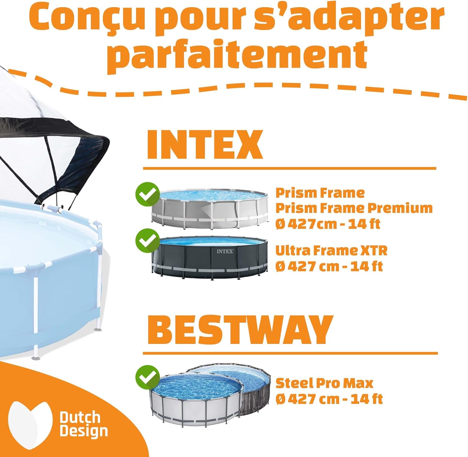 karaca-alisveris - Dôme Piscine Universel ø 427 cm Transparent pliable - 427CM