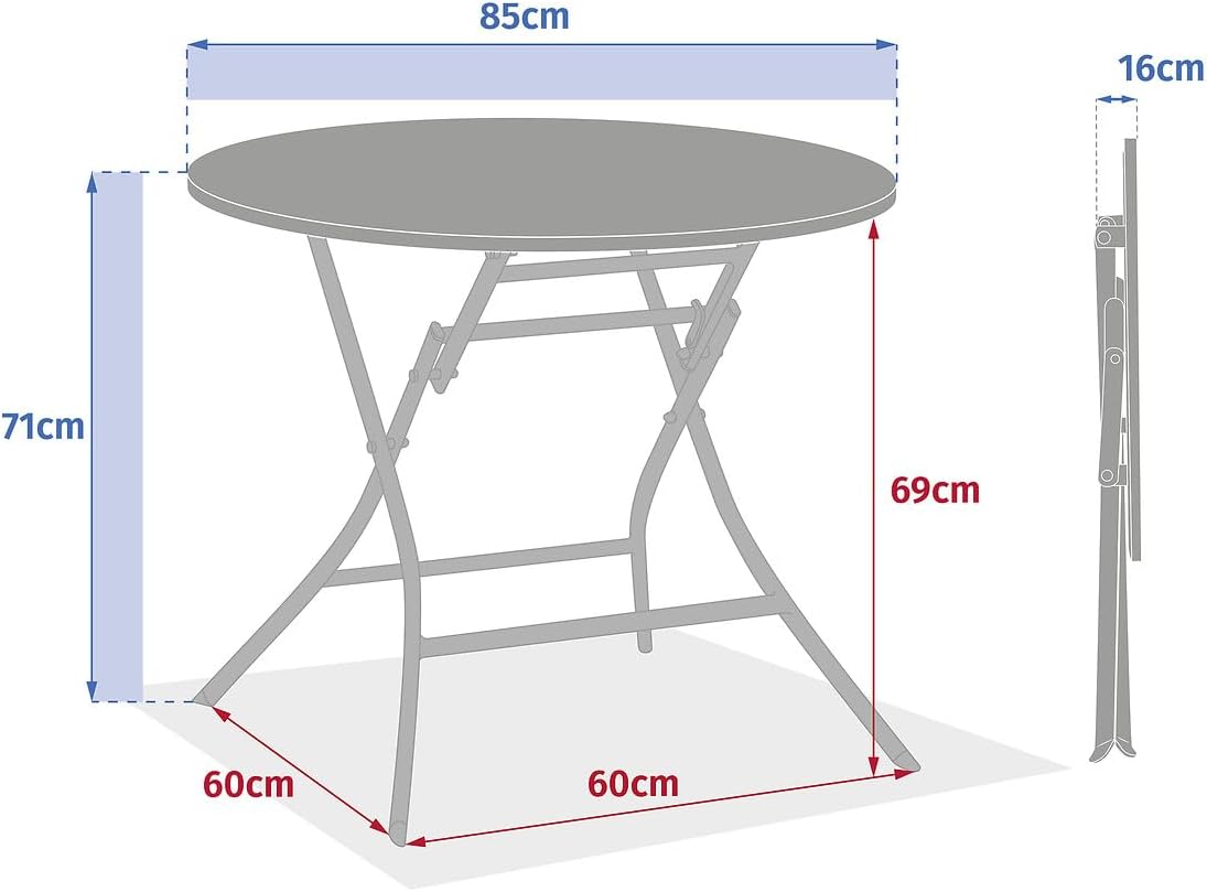 karaca-alisveris - Greensboro série - ronde pliante Ø90cm - acier époxy 4 places - Gris Graphite