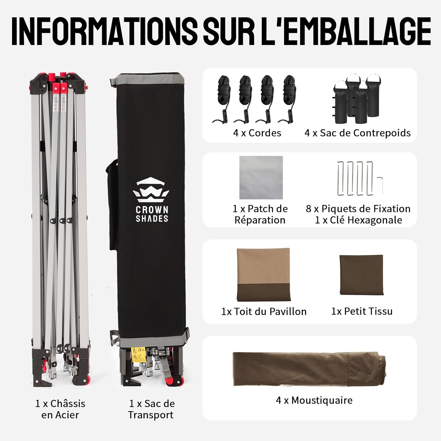 karaca-alisveris Tonnelle de Jardin 4 x 4 m, Pop Up Gezebo Exterieur Imperméable, Abri de Jardin Réglable en Hauteur, Double Toit avec Côtés en Maille Zippée, Sac de Transport, Beige