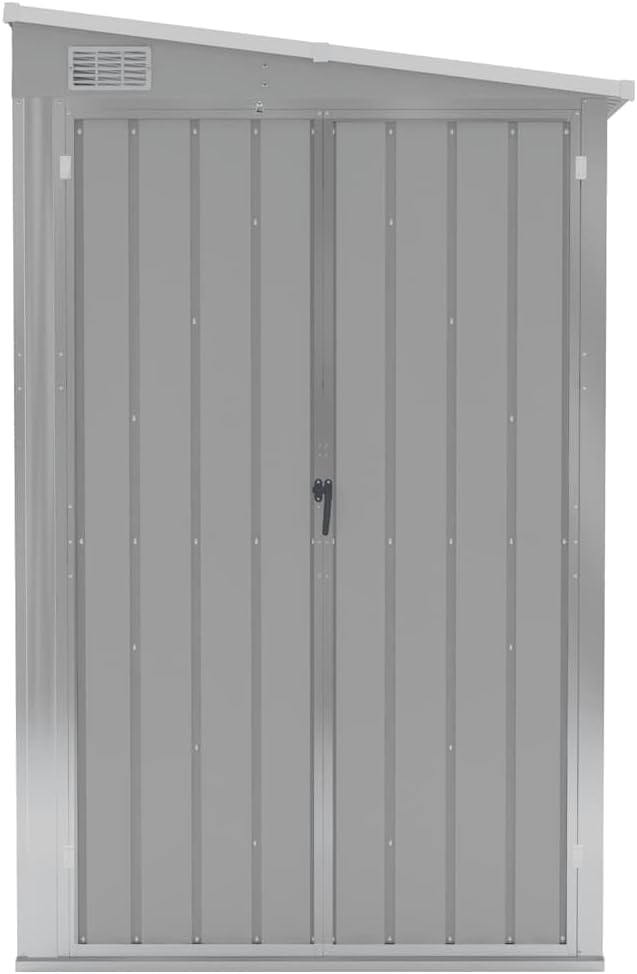 Abri de jardin mural acier gris 118x288x178 cm, rangement extérieur