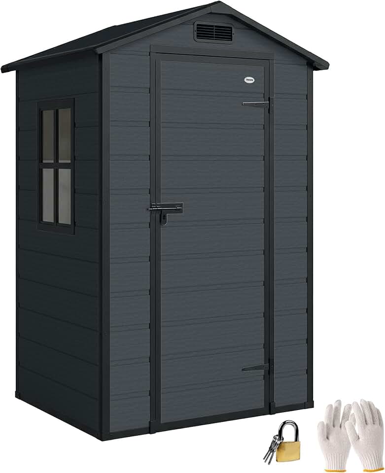 karaca-alisveris - abri de jardin 1,09 m² - PP, aluminium, plancher, porte sécurisée