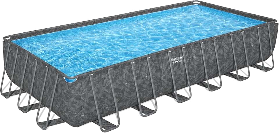 karaca-alisveris Piscine Hors Sol rectangulaire APX 365-732 cm x 366 cm x 132 cm - Gris foncé
