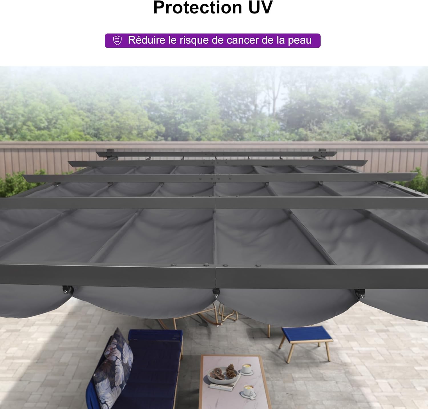 karaca-alisveris - pergola aluminium série 4x3m rideau toit coulissant gris