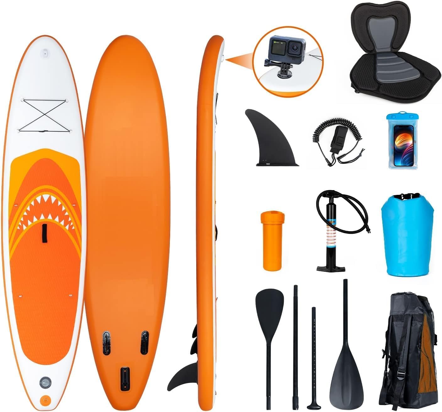 karaca-alisveris - Paddle Gonflable Adulte - 320/335cm - 2 personnes, siège kayak, pagaie alu, support caméra, pompe, 150kg