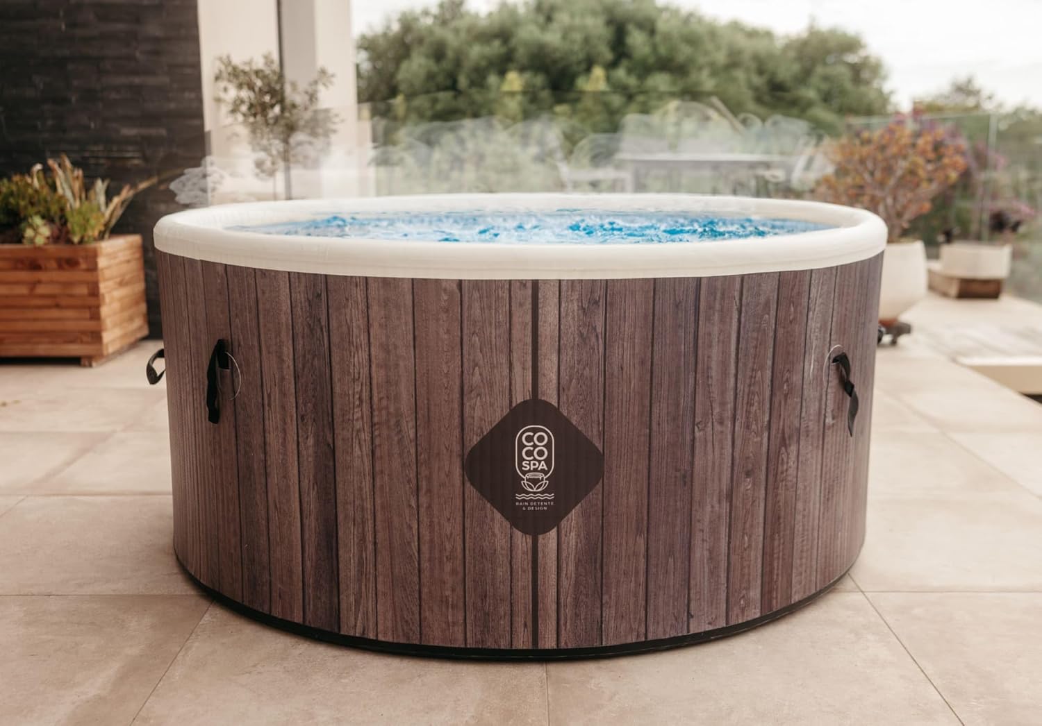 karaca-alisveris Helsinki Spa Gonflable - 150 cm de diamètre - 800 litres - Moteur 2240 W - 2 à 4 Personnes - Massage 140 Jets