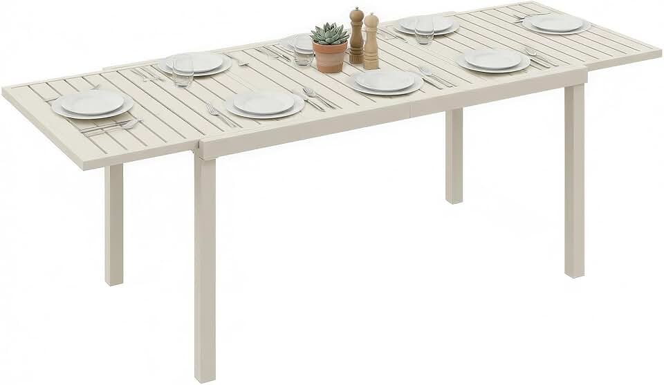 karaca-alisveris - table extensible 150-225 cm - aluminium léger, 6-8 pers