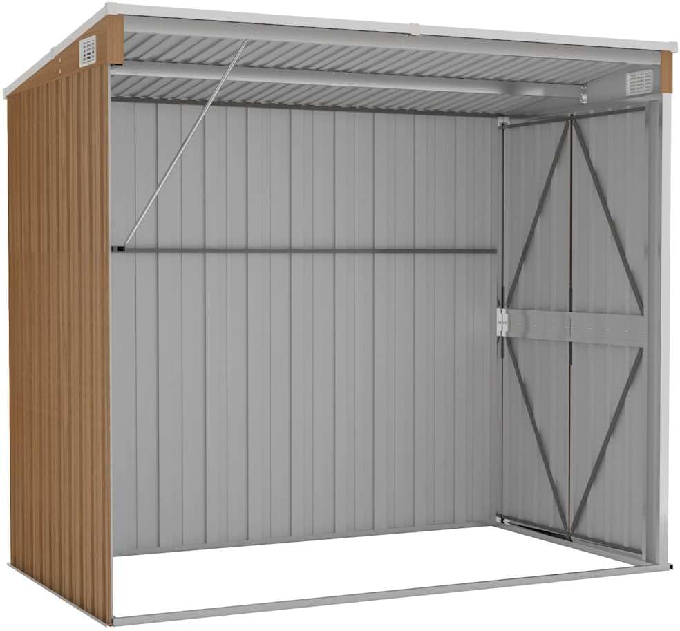 karaca-alisveris Abri de Jardin Mural Marron 118x194x178 cm Acier galvanisé, Maison & Jardin, Pelouses & Jardins, Vie en extérieur, Structures extérieures, Cabanes & abris de Jardin, Brun, (Poids 31.54KG)