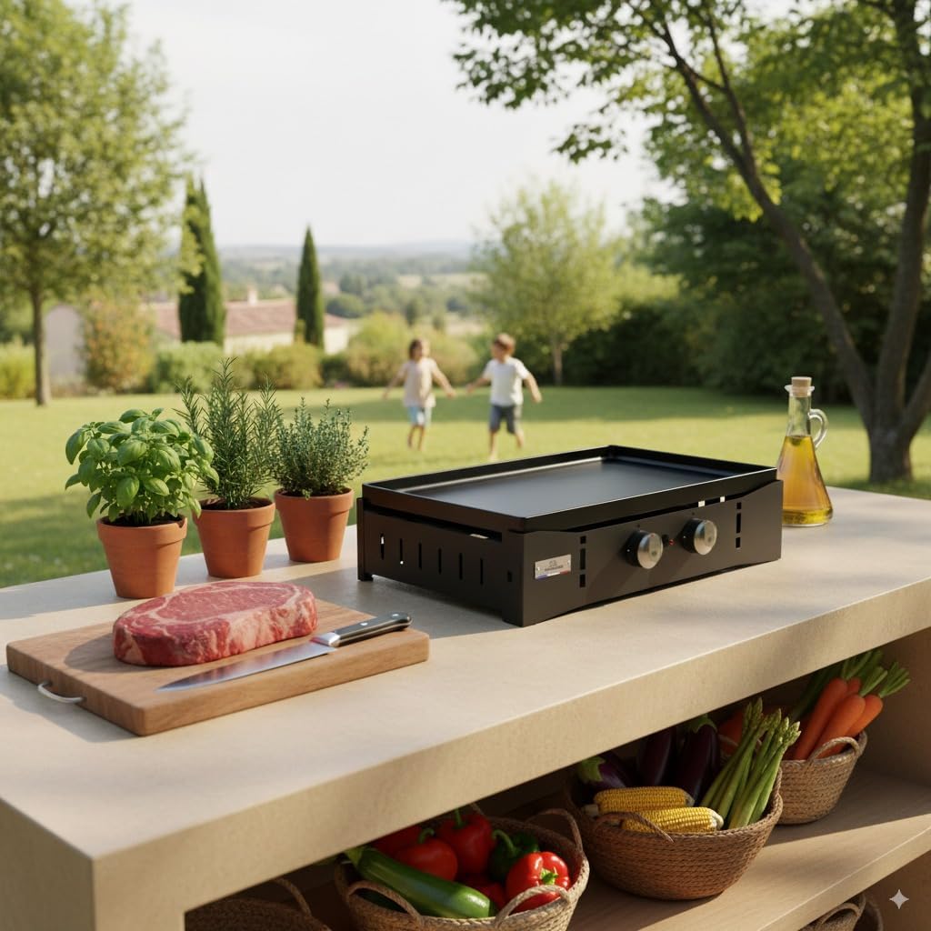 Marque - karaca-alisveris Plancha Ora Gaz - 260 Noire - Plancha gaz robuste et compacte, surface de cuisson large.