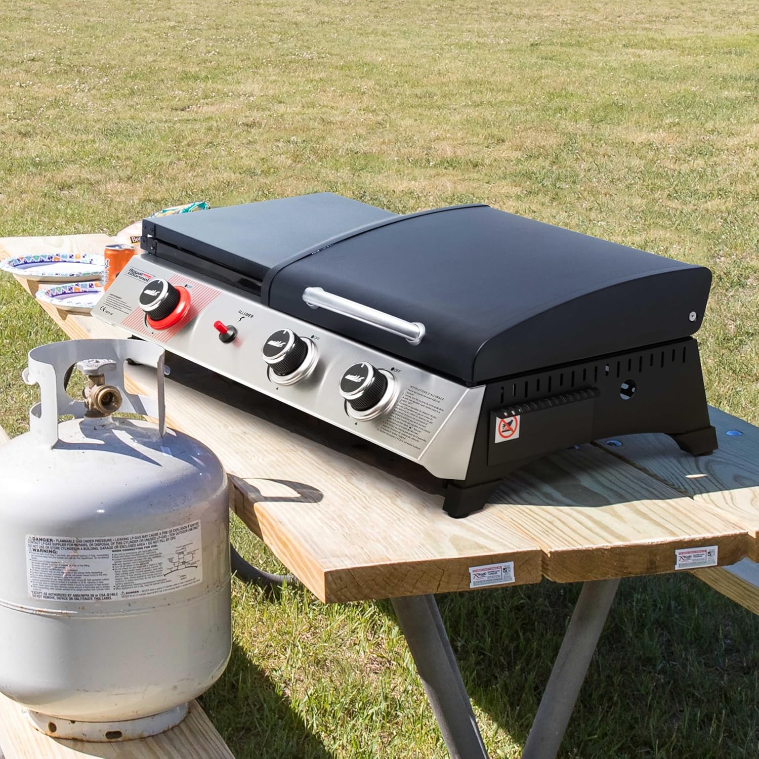 karaca-alisveris - barbecue gaz 3 brûleurs - 8,5kW - plancha, grille, couvercle multifonction