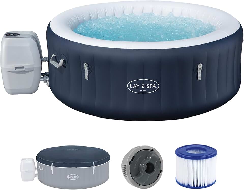 karaca-alisveris - Spa Gonflable Miami AirJet Efficacité énergétique pour 2 à 4 Personnes - 180 cm x 180 cm x 66 cm - Bleu
