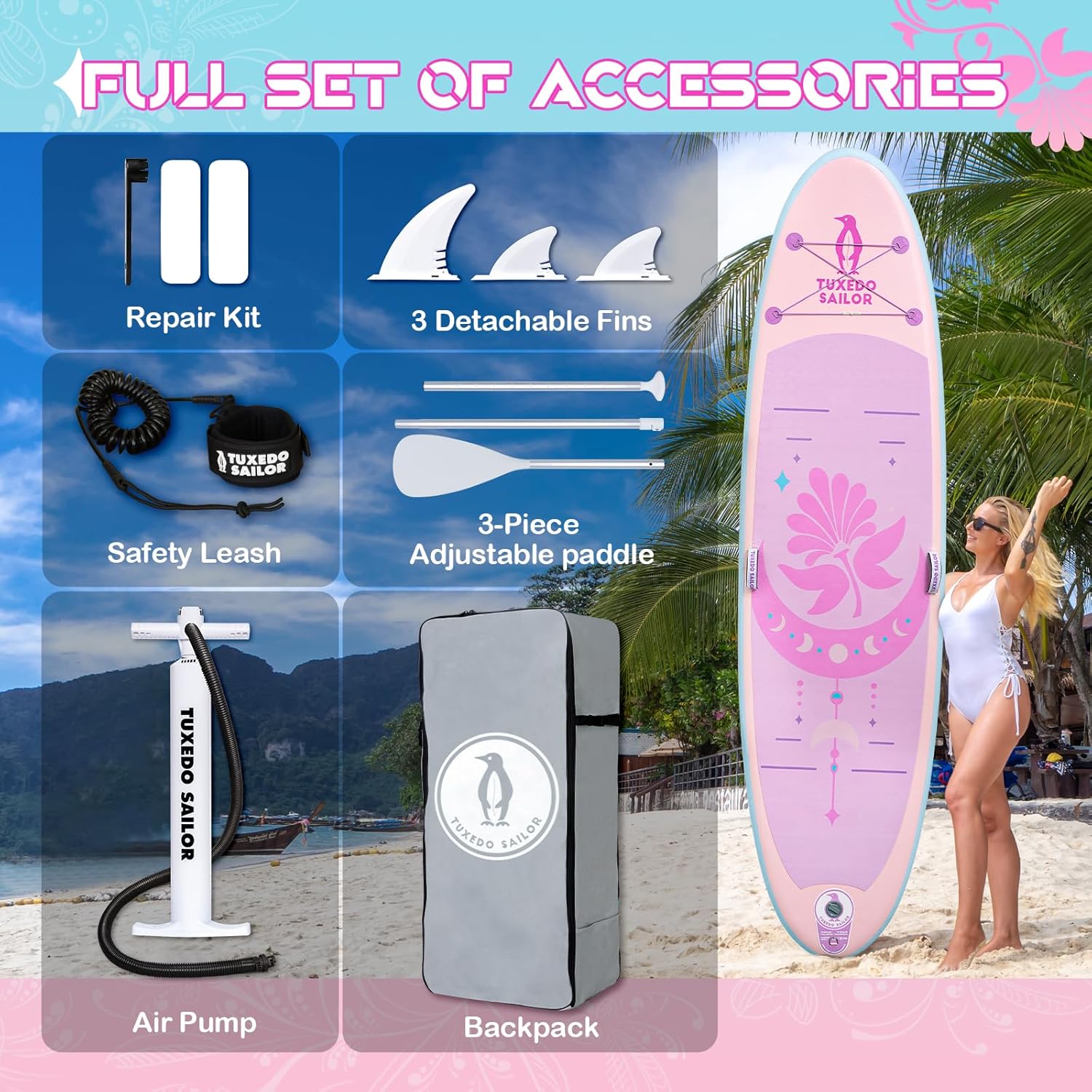 karaca-alisveris - Paddle Gonflable Adulte - planche SUP - accessoires complets - dimensions standards