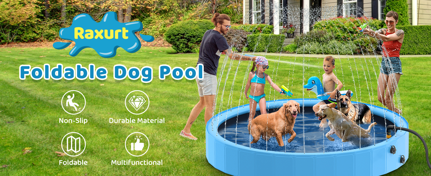 karaca-alisveris Piscine pour Chien Pliable avec Sprinkler