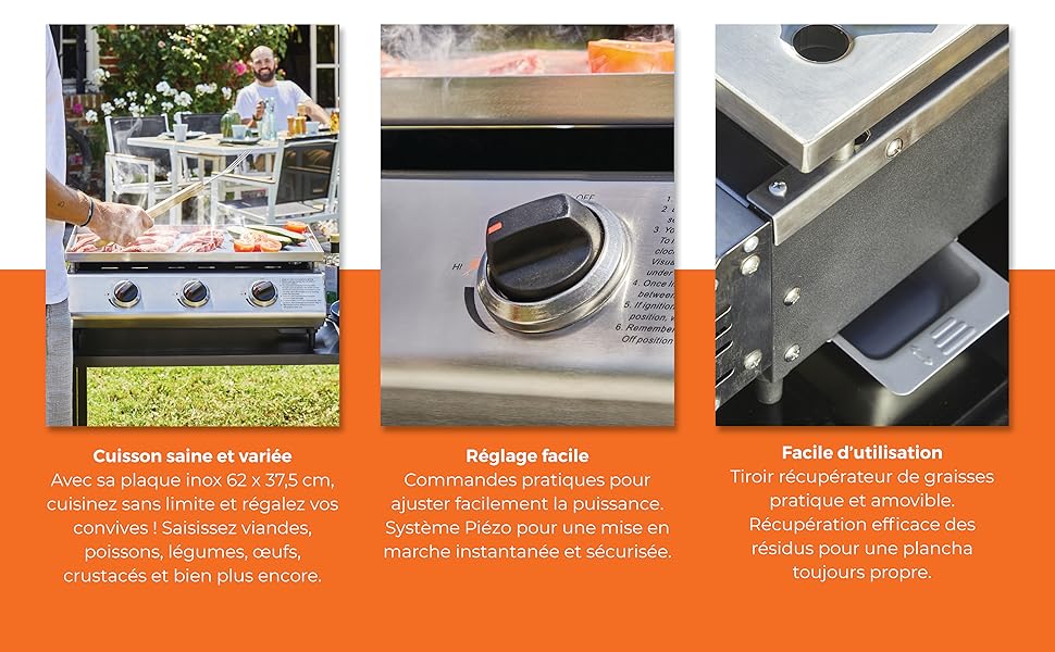 Plancha Cadix 3 feux Plaque inox karaca-alisveris