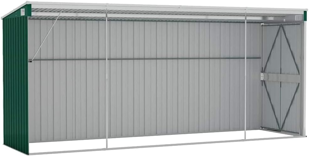 karaca-alisveris Abri de Jardin Mural Vert 118x382x178 cm Acier galvanisé,Structures extérieures, Cabanes & abris de Jardin,316229