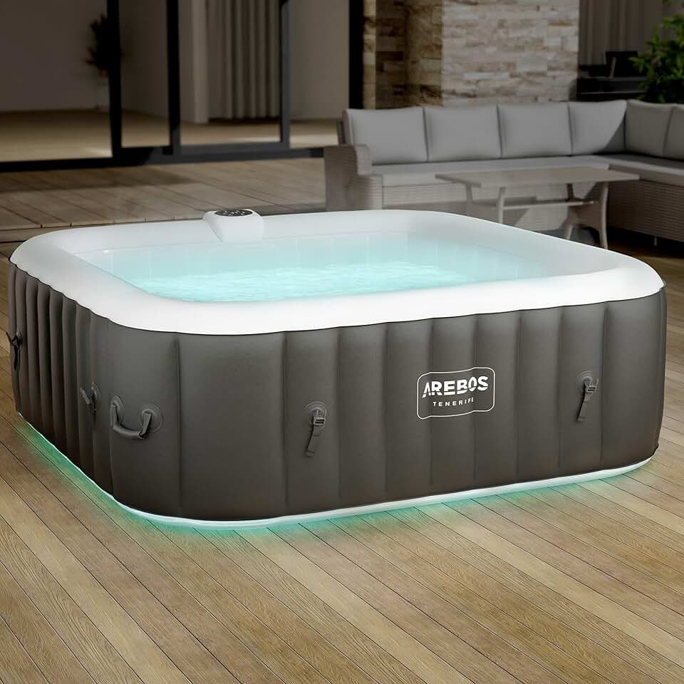 karaca-alisveris - Spa gonflable LED, 185x185cm, 6 pers, 130 jets massage