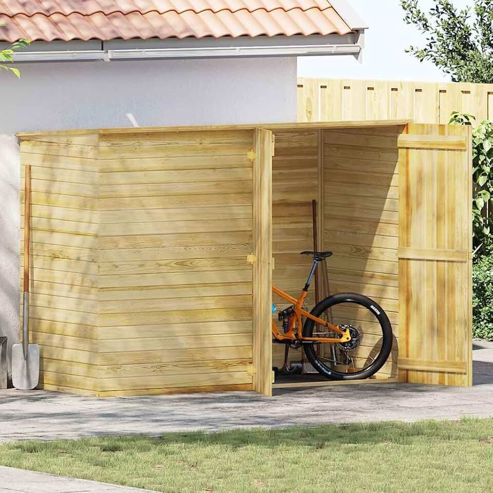 Abri de jardin bois de pin 232x110x170cm imprégné, brun, 149.8kg
