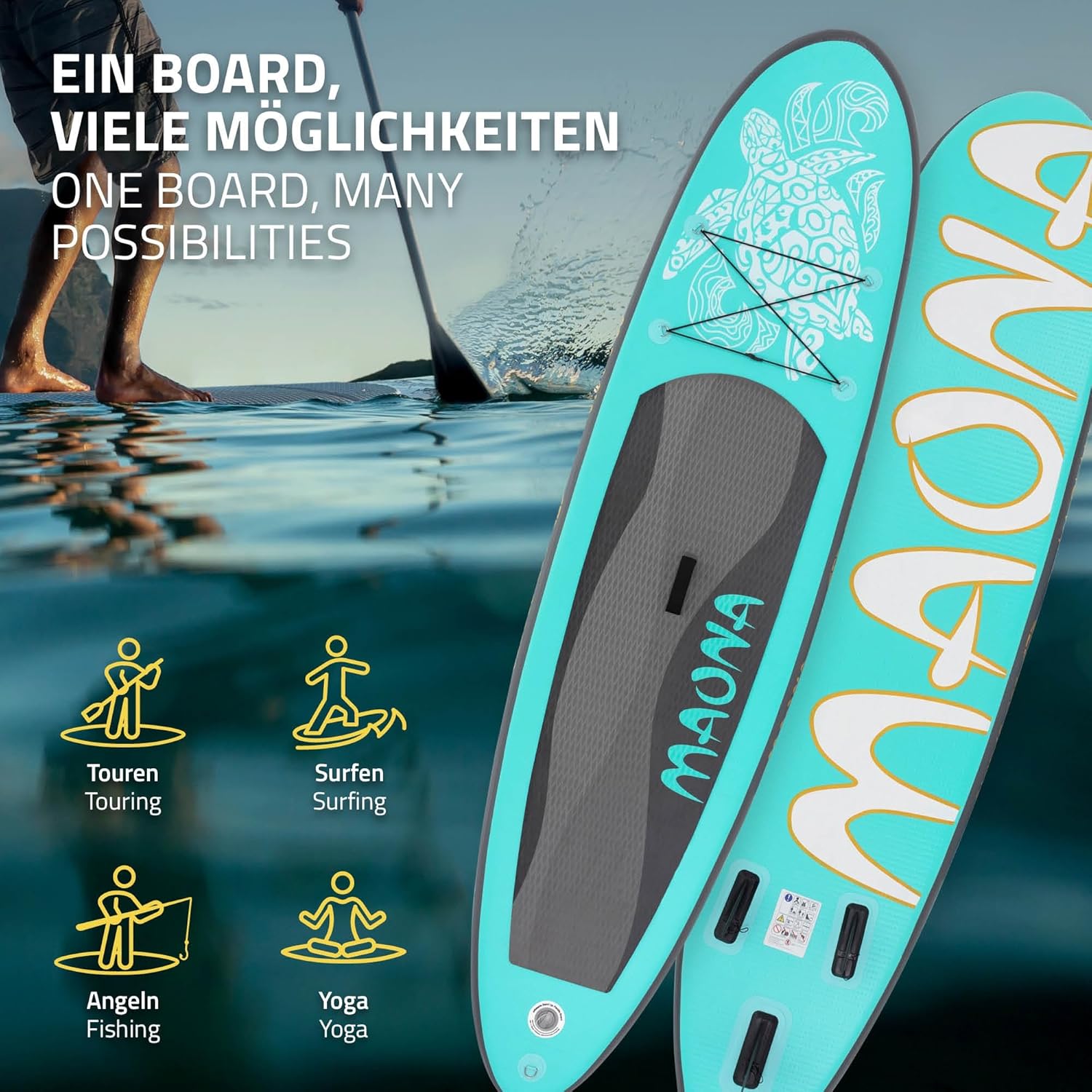 karaca-alisveris - Stand Up Paddle Gonflable - 305/308/320/380 cm - PVC 120/150 kg 10/15 cm