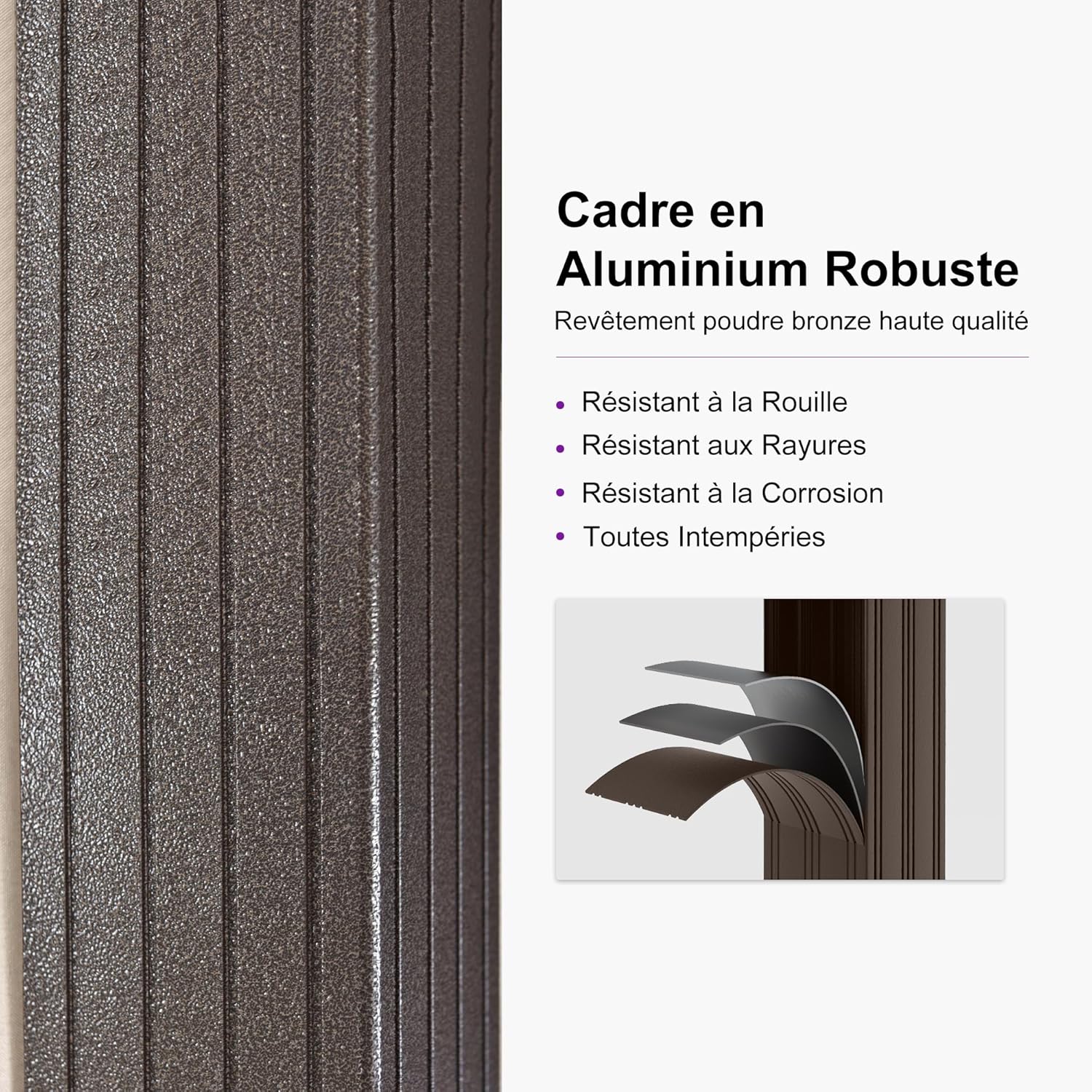 Pergolat double toit alu 4,85x3,65m, moustiquaire, bronze