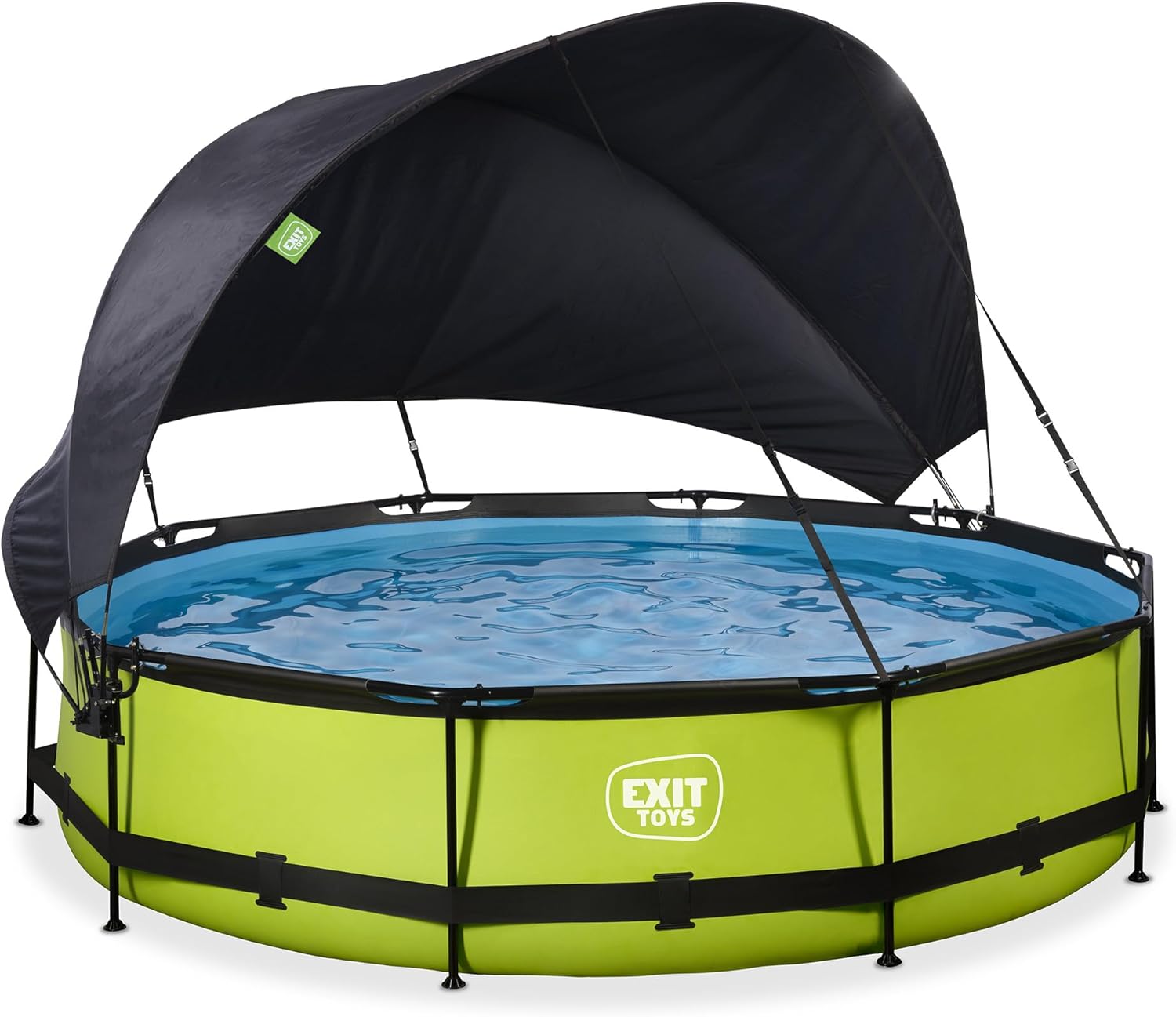 karaca-alisveris Piscine Lime avec Voile d'Ombrage - ø360x76cm - Piscine Hors Sol Ronde avec Pompe Filtrante à Cartouche - Protection Optimale Contre Les Rayons UV - Entrée Basse - Design Unique - Vert