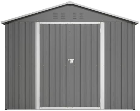Abri de jardin - acier, toit appentis, 230x180cm, porte ventilée, fond