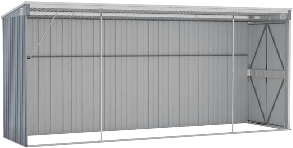 karaca-alisveris Abri de Jardin Mural Gris 118x382x178 cm Acier galvanisé, Maison & Jardin, Pelouses & Jardins, Vie en extérieur, Structures extérieures, Cabanes & abris de Jardin, Gris, (Poids 47.9KG)