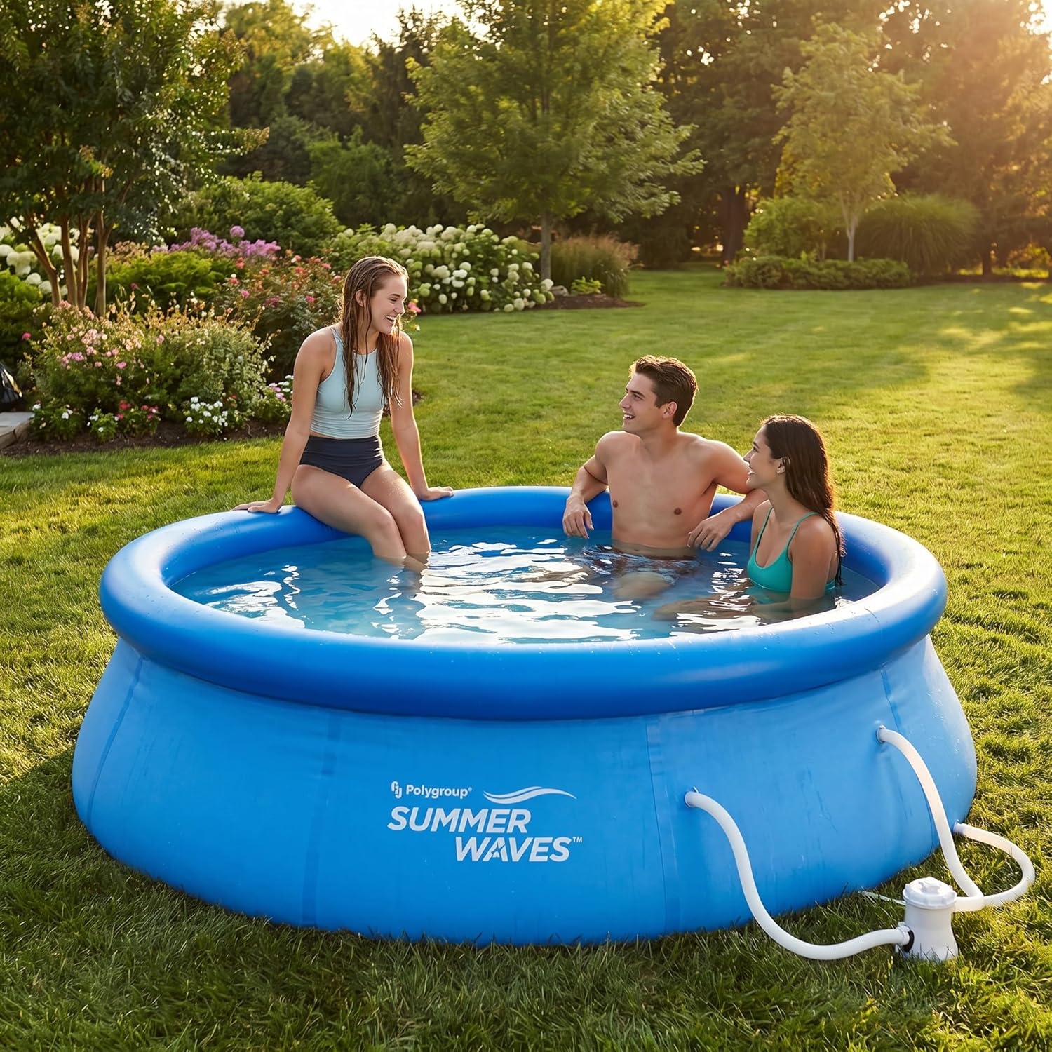 karaca-alisveris Piscine de 366 x 91 cm, installation rapide, idéale pour la famille, avec pompe de filtration