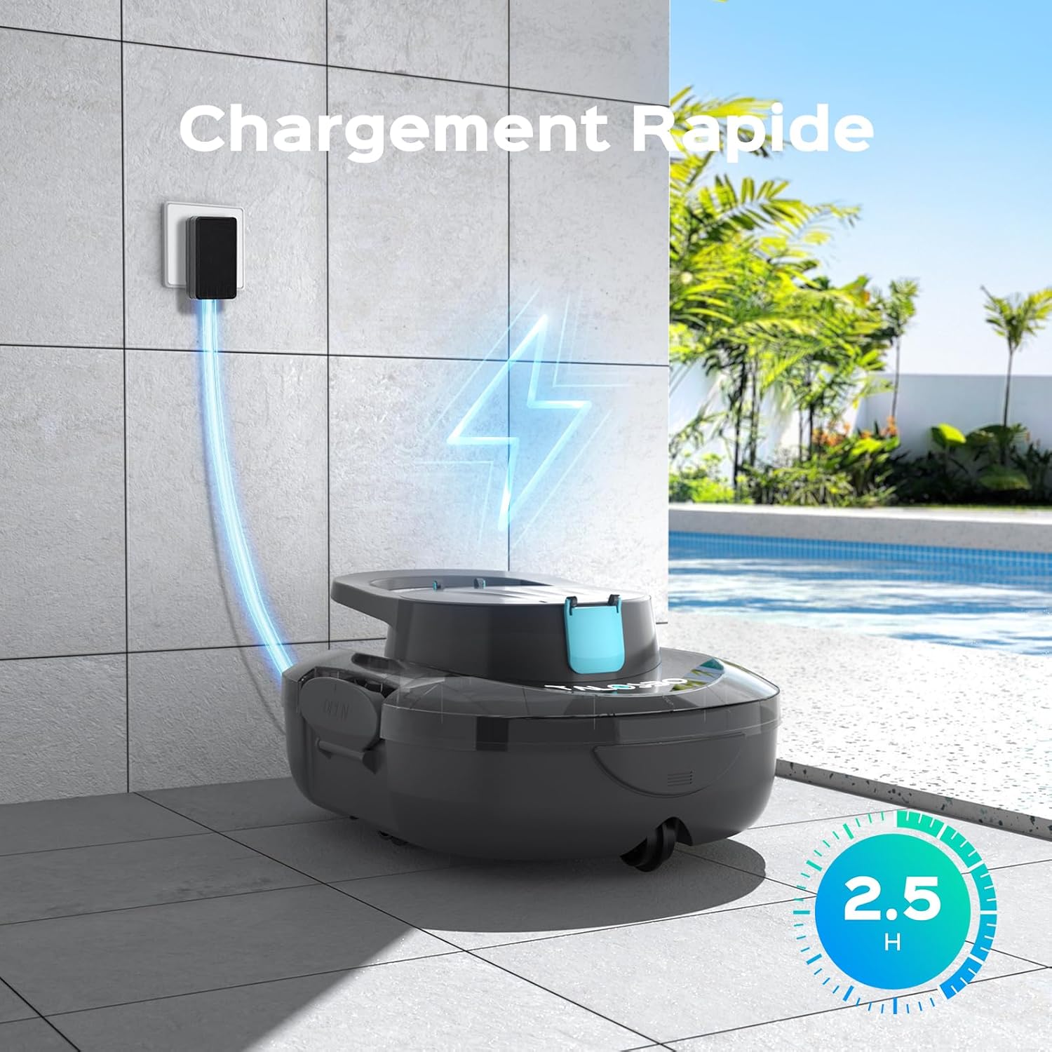 Robot piscine - nettoyeur compact double moteur, 120min, 100m², station auto - S1PRO