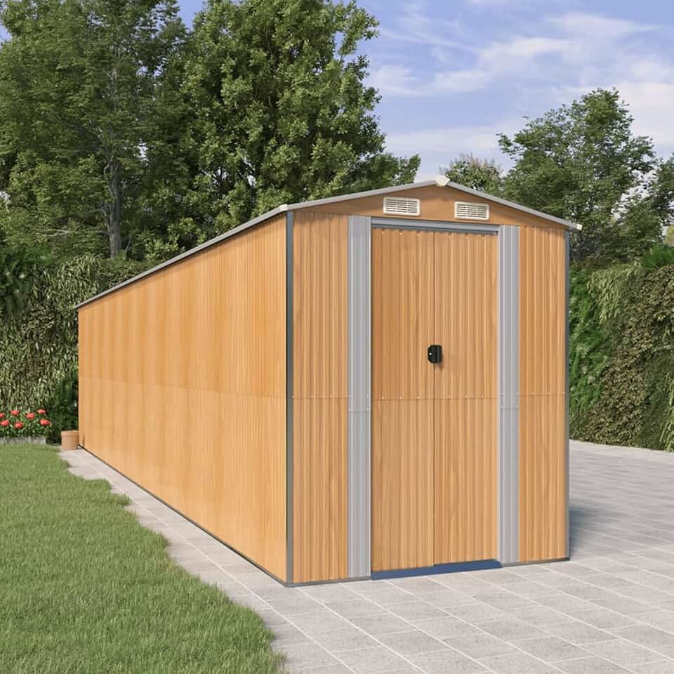 karaca-alisveris Abri de jardin en acier galvanisé marron clair 192 x 855 x 223 cm