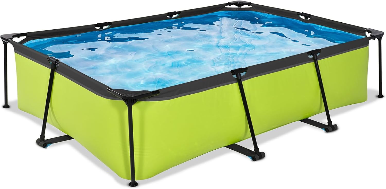 karaca-alisveris Piscine Lime - 300x200x65cm - Piscine Hors Sol Rectangulaire avec Pompe Filtrante à Cartouche - Entrée Basse - Idéal pour Les Jeunes Enfants - Cadre Stable - Design Unique - Vert