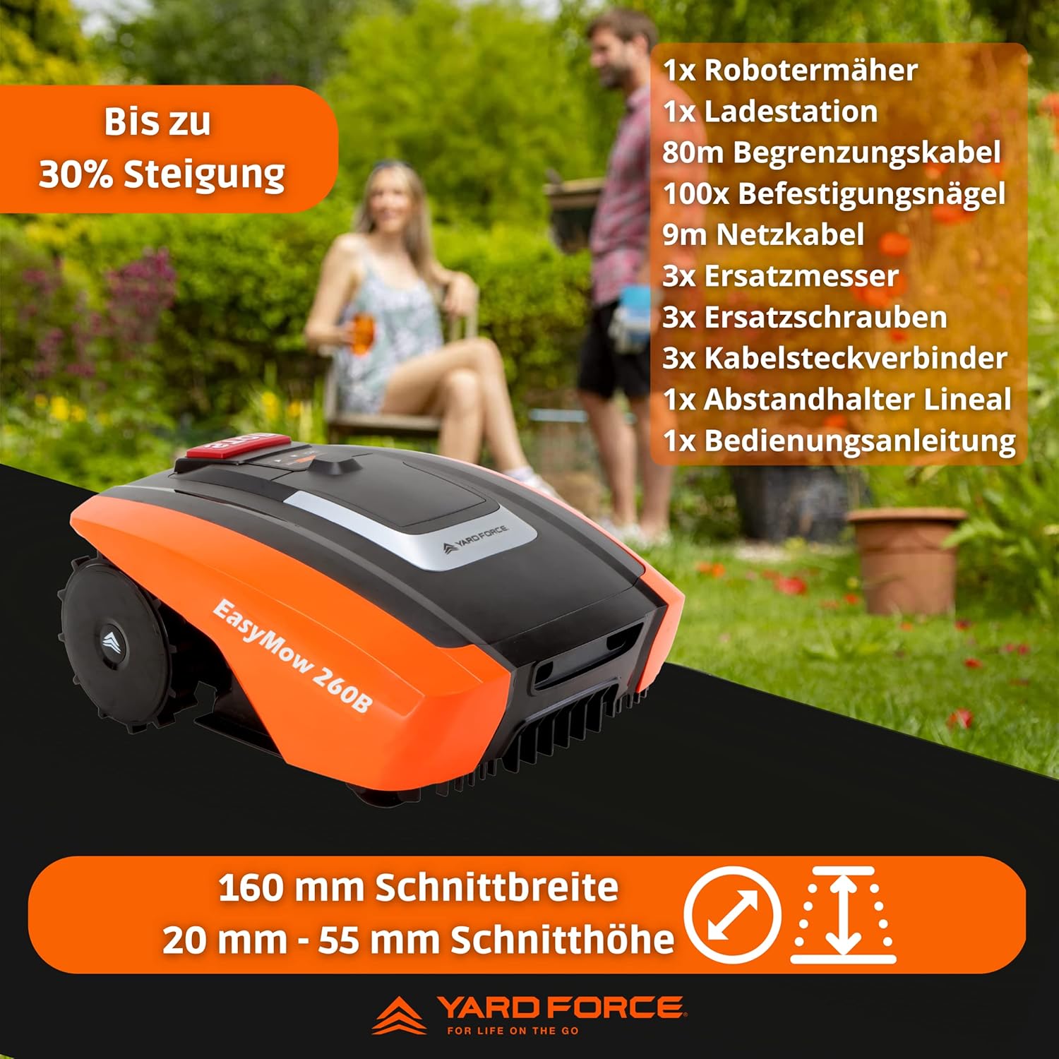 karaca-alisveris - Easymow 260B - 260m² - robot tondeuse, noir/orange