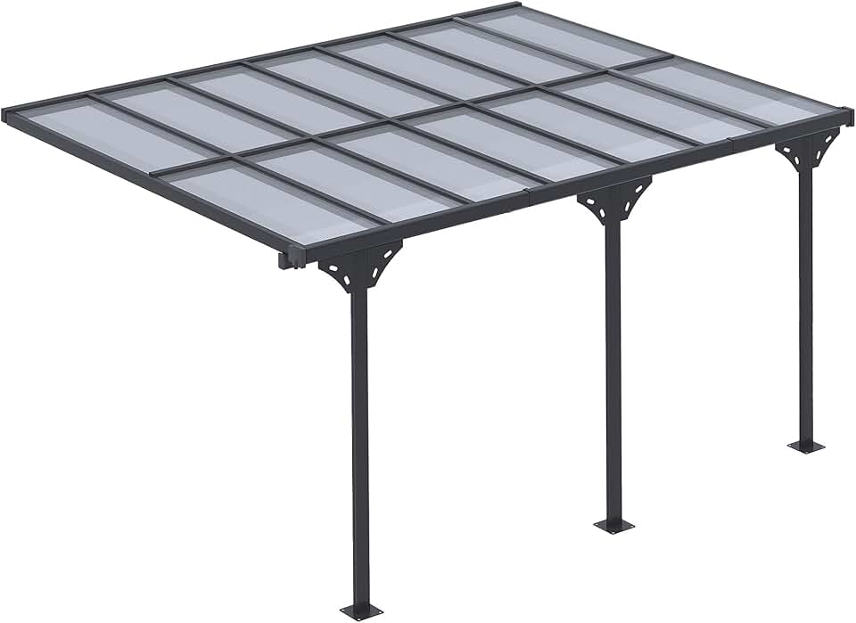 karaca-alisveris - Pergola adossée aluminium 4,5x3m toit UV, gouttière, gris