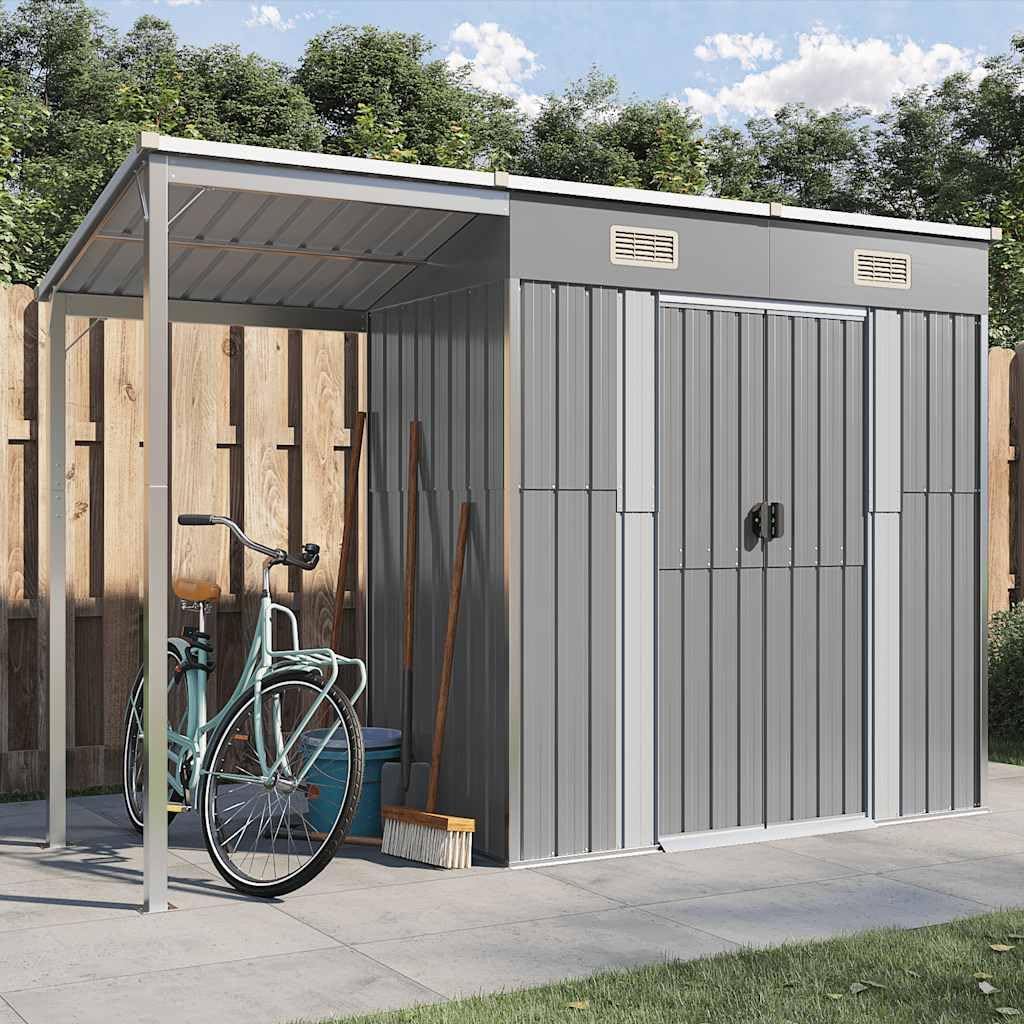 karaca-alisveris Abri de Jardin avec Toit prolongé Gris Clair 277x107x181 cm, Maison & Jardin, Pelouses & Jardins, Vie en extérieur, Structures extérieures, Cabanes & abris de Jardin, Gris, (Poids 41.56KG)