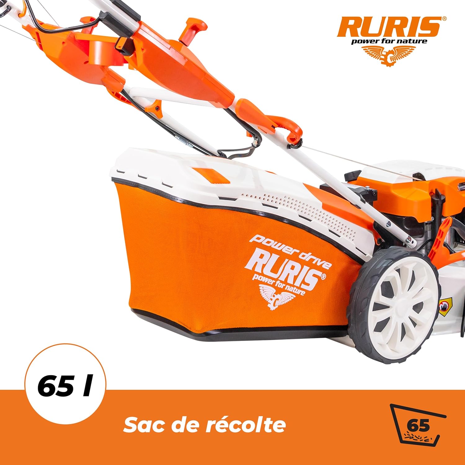 karaca-alisveris Tondeuse à Gazon Thermique 5 en 1 Mulching 5,7 CV 196cc RX500S, Orange