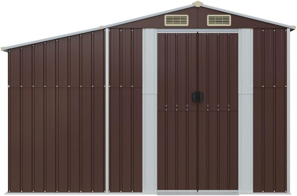 Abri de jardin métal - organisateur acier toit incliné bunker charbon - 277x93x179cm