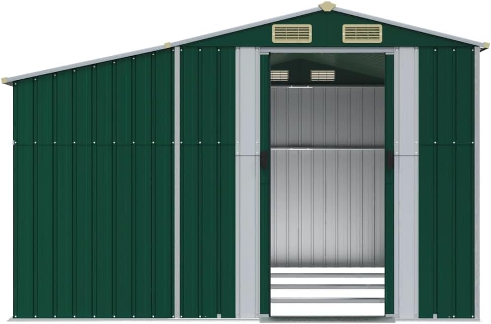 Abri de Jardin en Acier galvanisé, Salles de Stockage de Jardin Extérieures avec Bouches D'aération et Poignées Pratiques pour Ranger Les Outils, Les Ustensile de (277 x 365,5 x 179 cm)