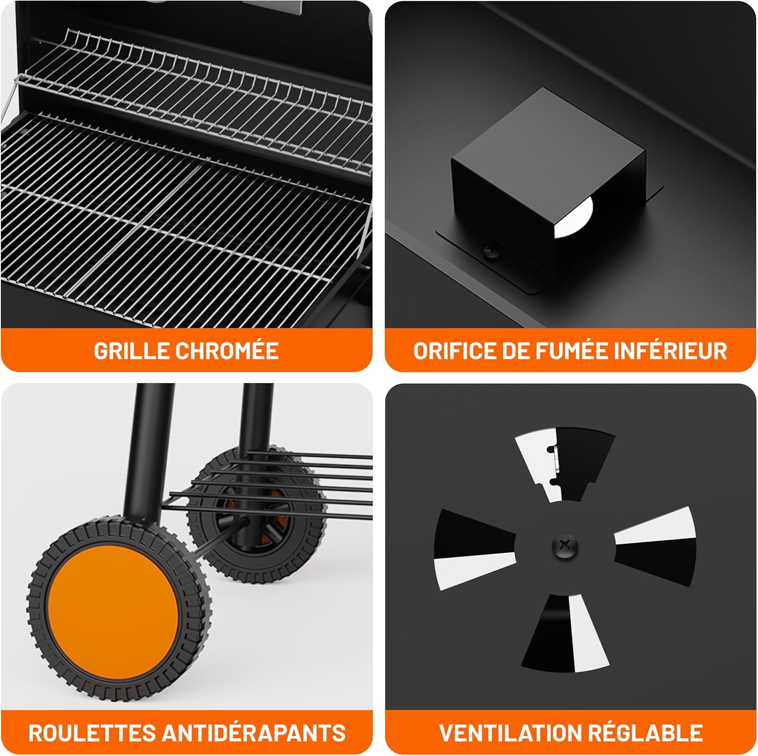 karaca-alisveris 23 pouces barbecue pentagonal, chromé, 469 Sq In-23 Pouces