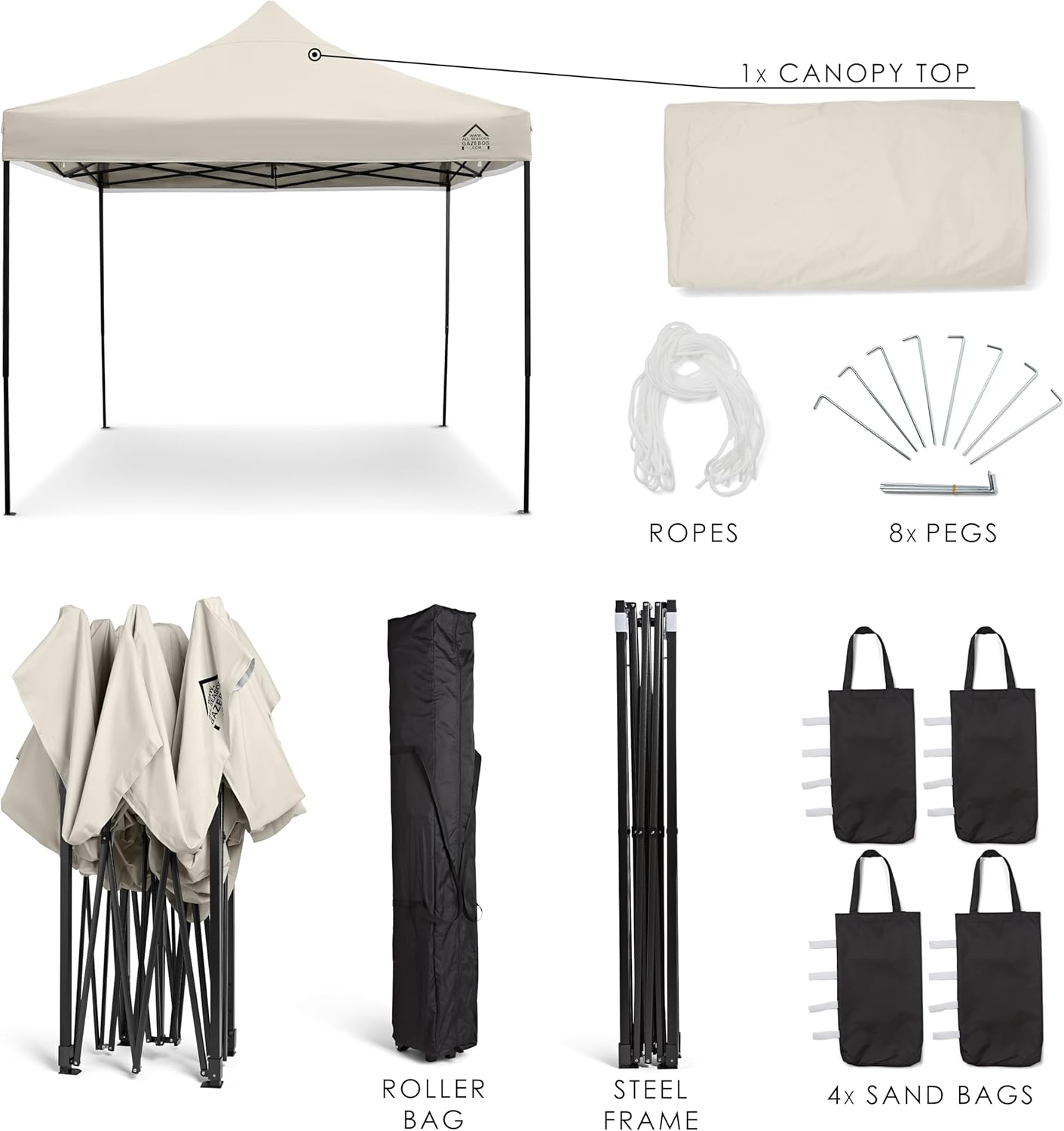 karaca-alisveris - Tonnelle pliante série premium - 3x3m - étanche, parois latérales, accessoires, haute qualité