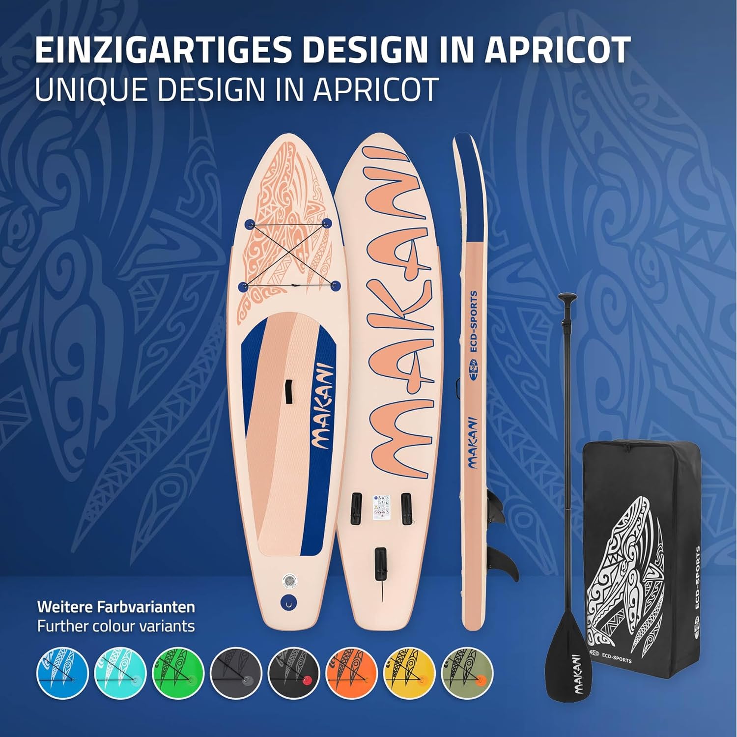 karaca-alisveris Stand Up Surf Paddle Board Gonflable 305/308/320/380 cm | PVC | jusqu'à 120/150 kg | Épaisseur 10/15 cm | Planche de Surf Pagaie Sac de Transport Pompe à Air | Diverses Couleurs Modèles