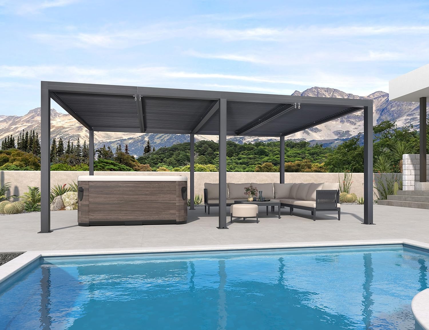 karaca-alisveris - Pergola bioclimatique - 6x3,68m - aluminium lames orientables