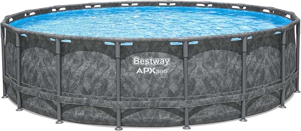 karaca-alisveris Kit Piscine Hors Sol Ronde APX 365-549 cm x 549 cm x 132 cm - Gris foncé